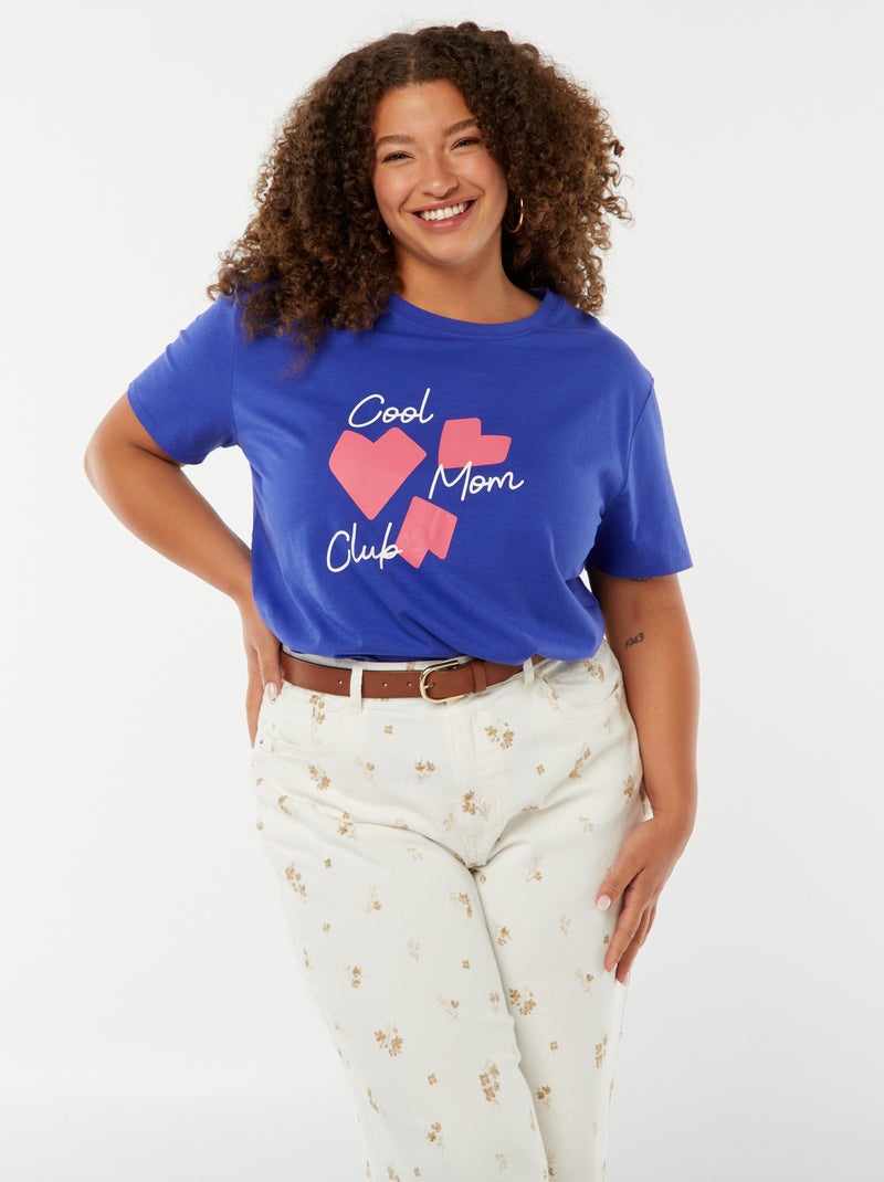 T-shirt imprimé 'fête des mères' manches courtes Bleu - Kiabi