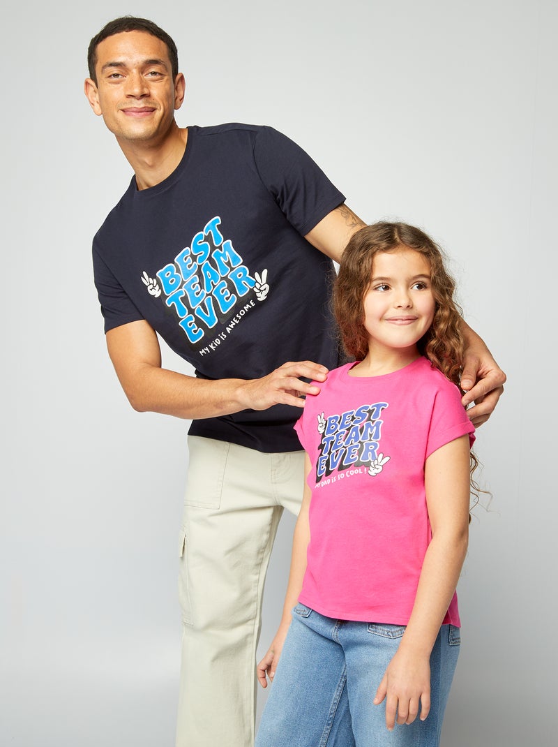 T-shirt imprimé 'Fête des pères' Rose - Kiabi