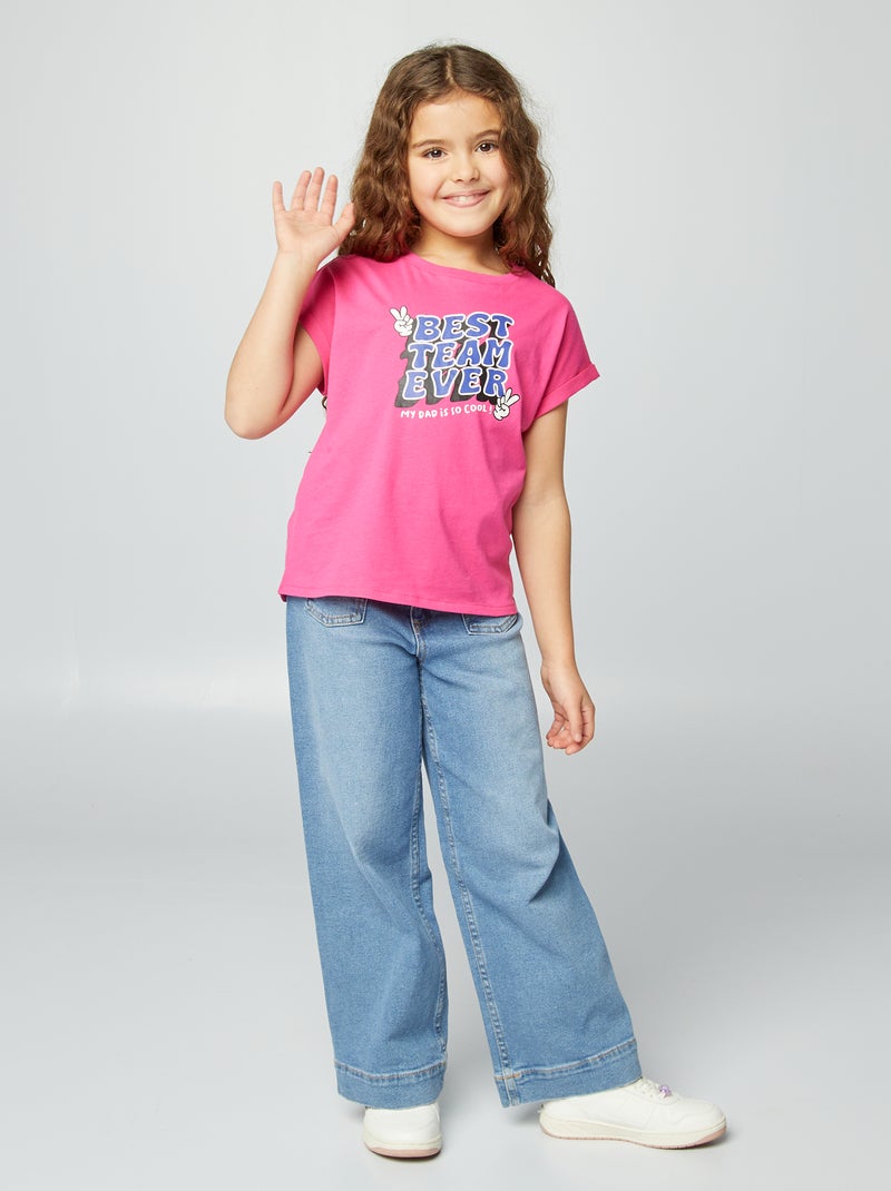 T-shirt imprimé 'Fête des pères' Rose - Kiabi