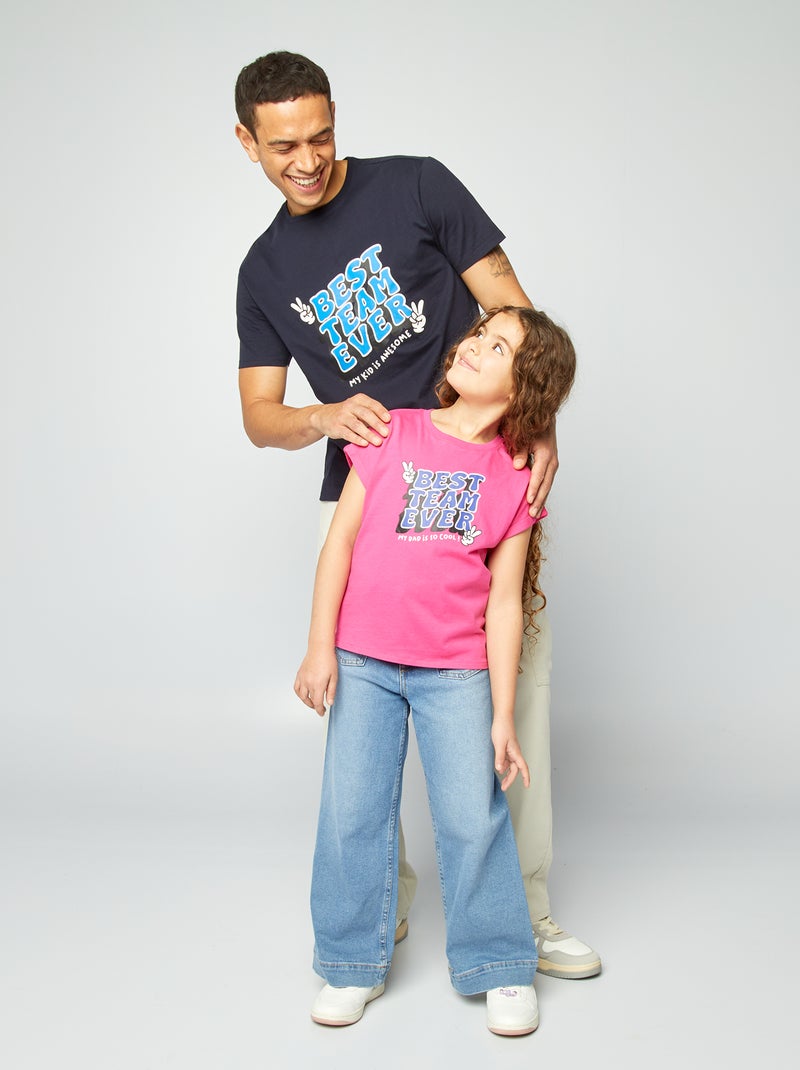 T-shirt imprimé 'Fête des pères' Rose - Kiabi
