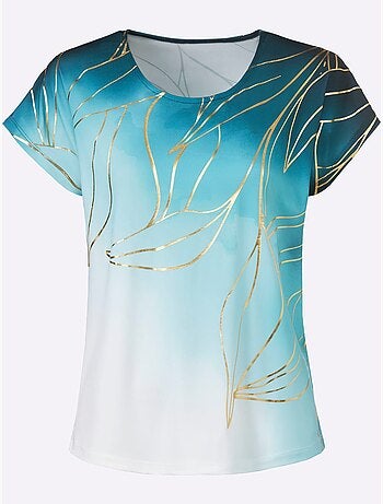 T shirt imprimé feuille encolure ronde et manches courtes - Taille standard - Witt