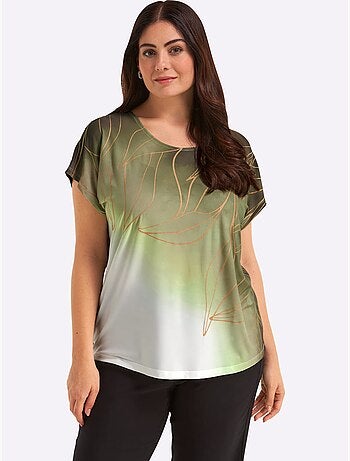 T shirt imprimé feuille encolure ronde et manches courtes - taille standard - witt