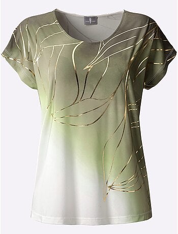 T shirt imprimé feuille encolure ronde et manches courtes - taille standard - witt