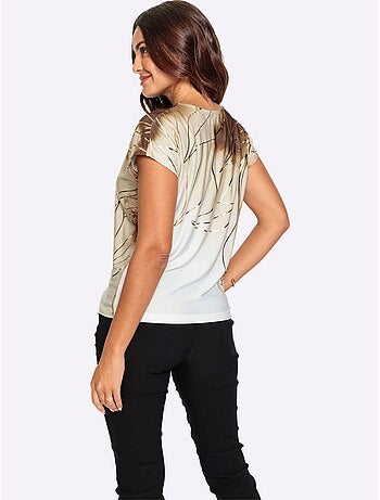 T shirt imprimé feuille encolure ronde et manches courtes - taille standard - witt