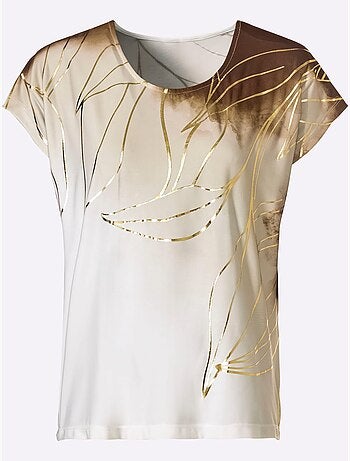 T shirt imprimé feuille encolure ronde et manches courtes - taille standard - witt
