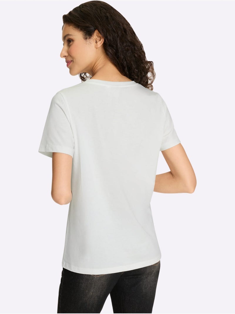 T-shirt Imprimé Floral - Taille Standard - Helline Ecru - Kiabi