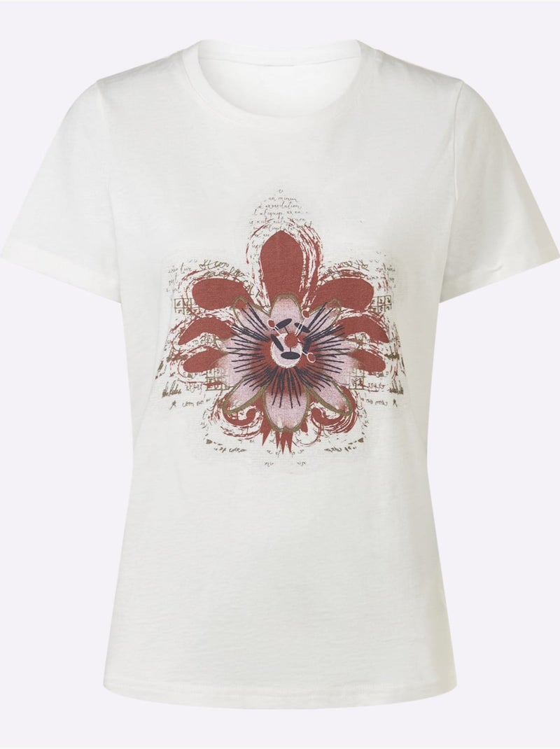 T-shirt Imprimé Floral - Taille Standard - Helline Ecru - Kiabi