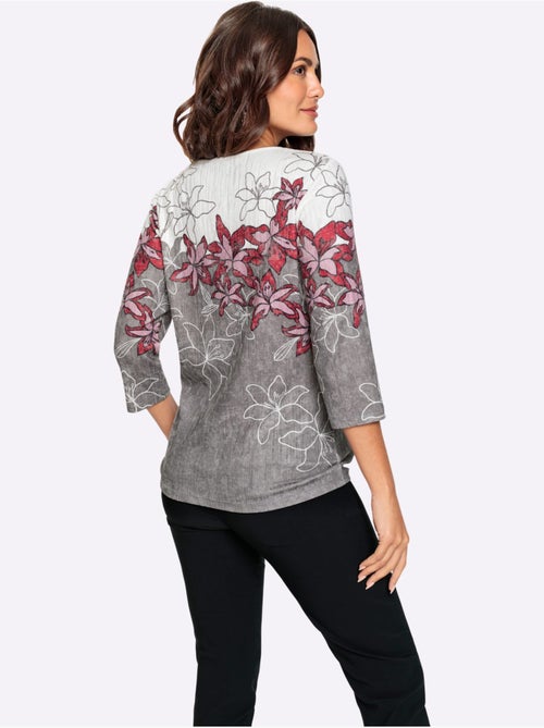 T shirt imprimé floral col v et manches 3/4 entretien facile - taille standard - witt - Kiabi T shirt imprimé floral col v et manches 3/4 entretien facile - taille standard - witt - Kiabi
