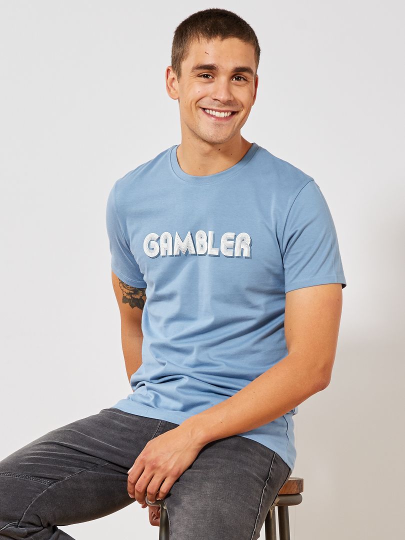 T-shirt imprimé 'Gambler' bleu - Kiabi