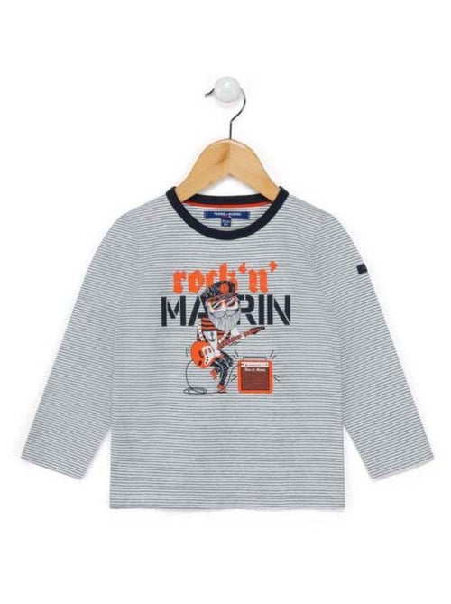 T-shirt imprimé Garçon à rayures - Kiabi