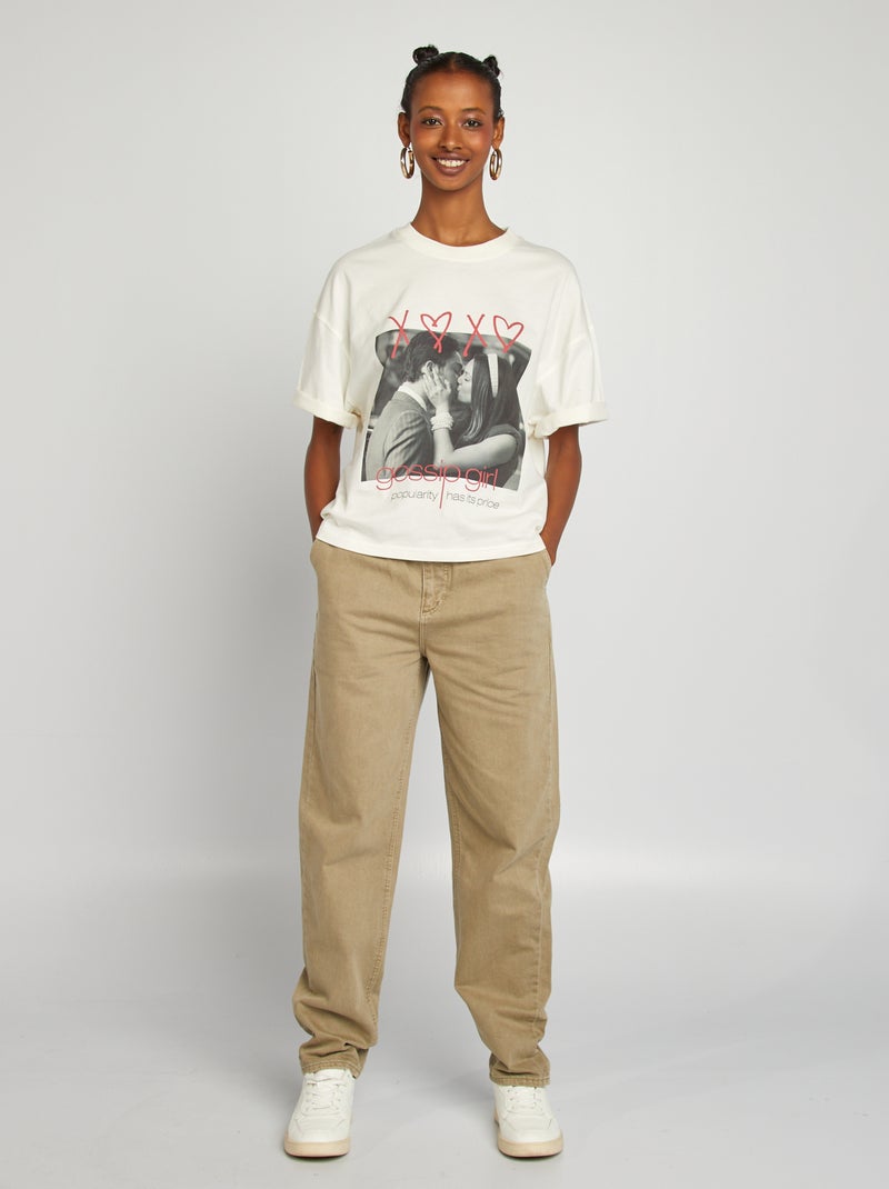 T-shirt imprimé 'Gossip Girl' manches courtes blanc - Kiabi