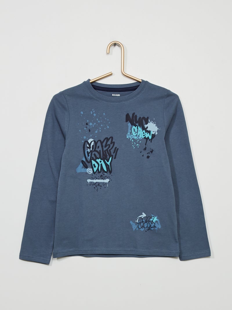 T-shirt imprimé 'graffiti' Bleu - Kiabi