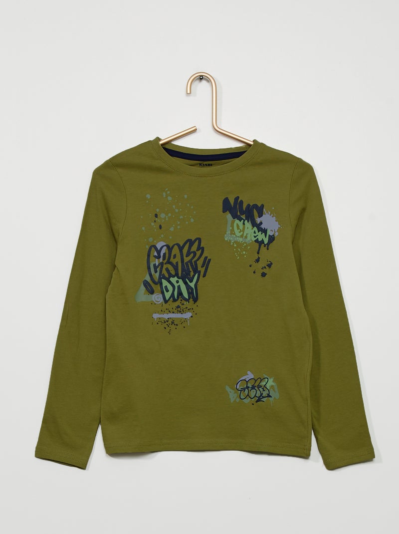 T-shirt imprimé 'graffiti' Kaki - Kiabi