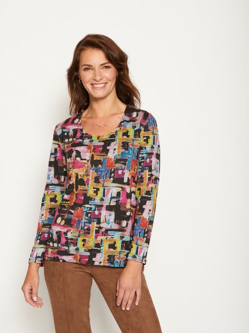 T-shirt imprimé graphique maille chaude - Kiabi