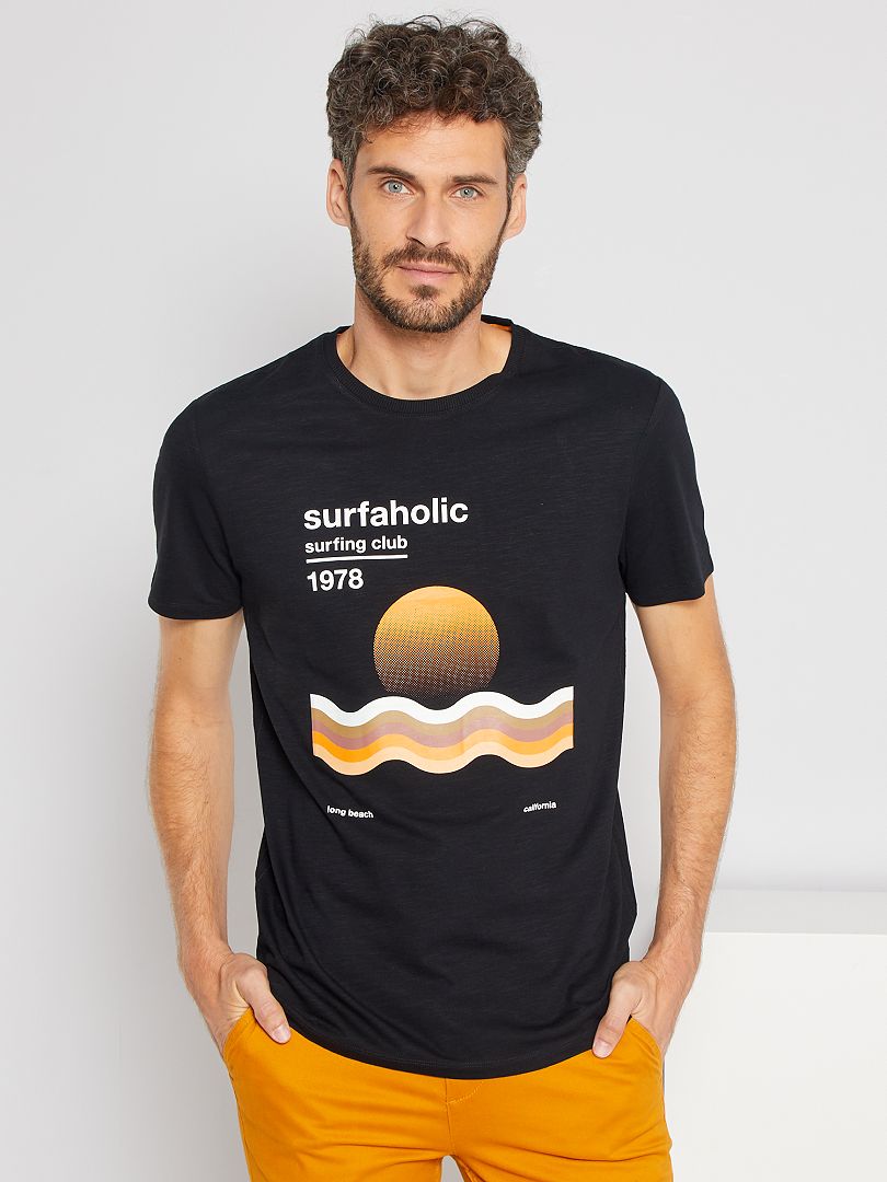 T-shirt imprimé graphique noir/surf - Kiabi