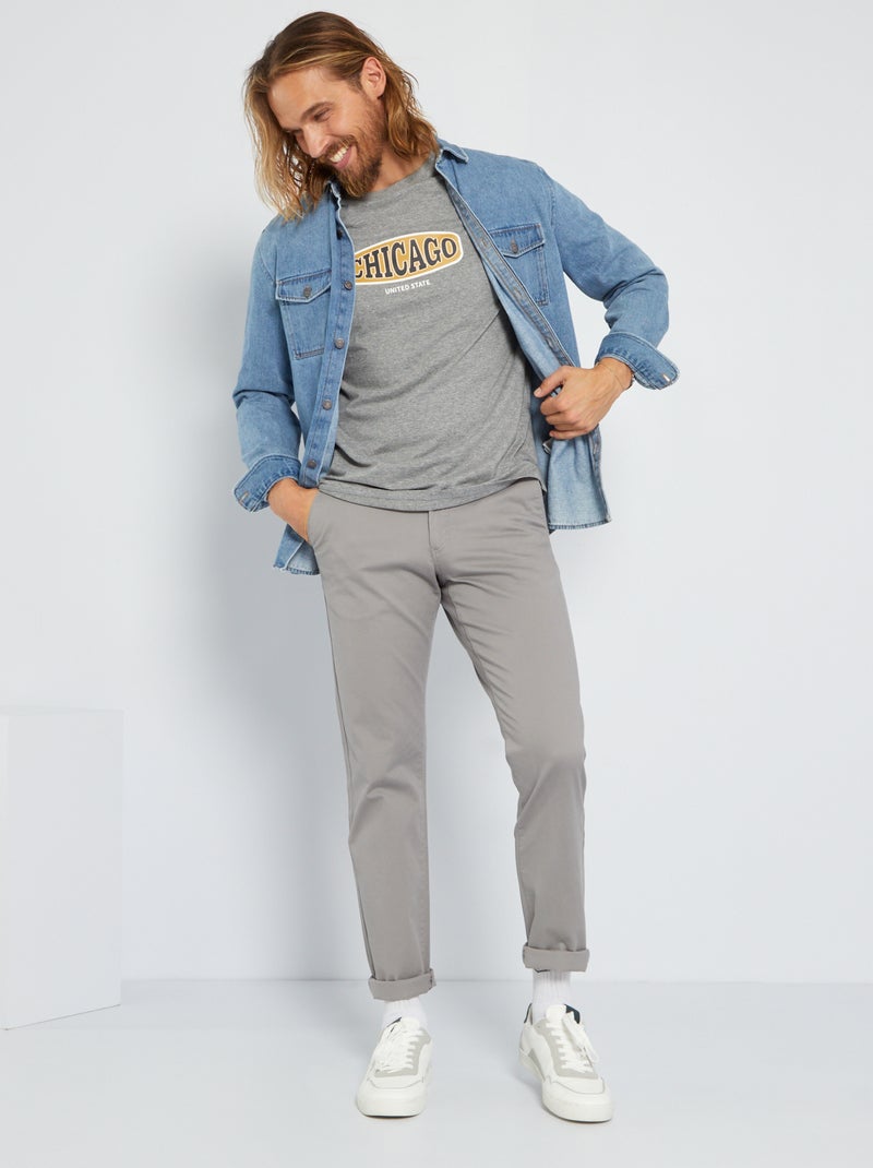T-shirt imprimé Gris chiné 'chicago' - Kiabi