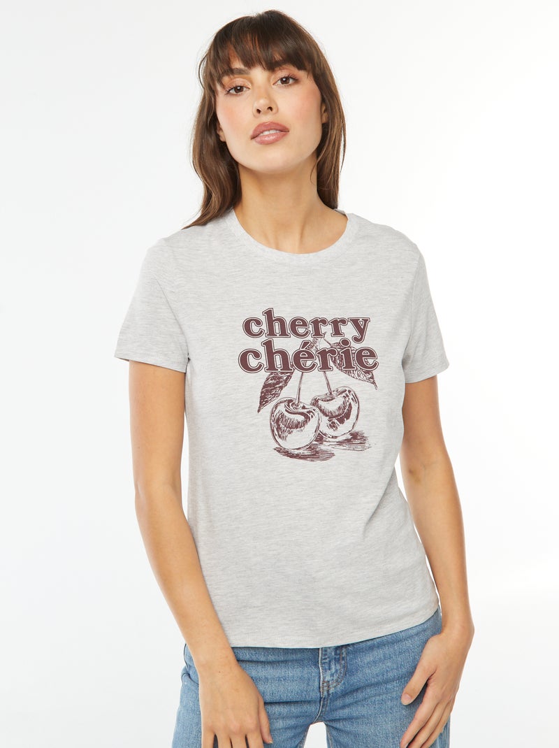 T-shirt imprimé Gris chiné - Kiabi