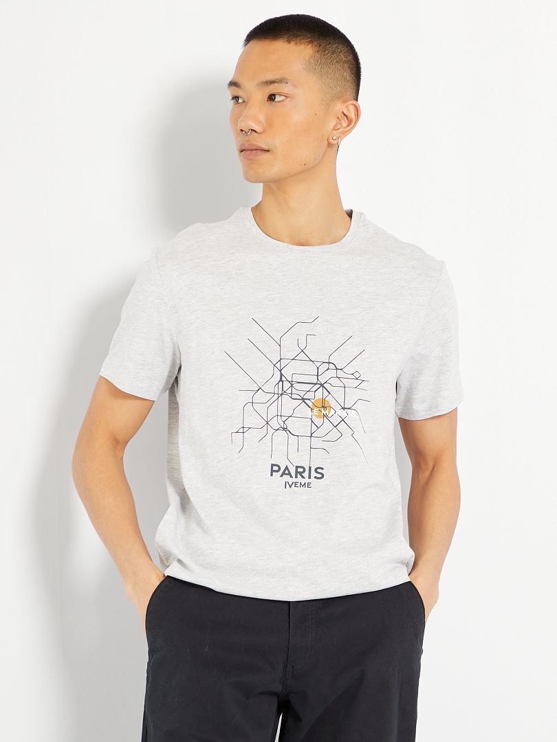 T-shirt imprimé gris paris - Kiabi