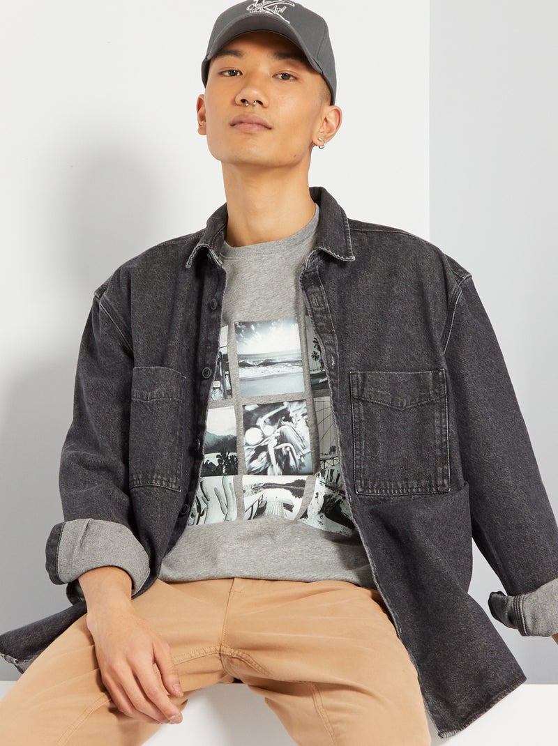 T-shirt imprimé gris usa - Kiabi