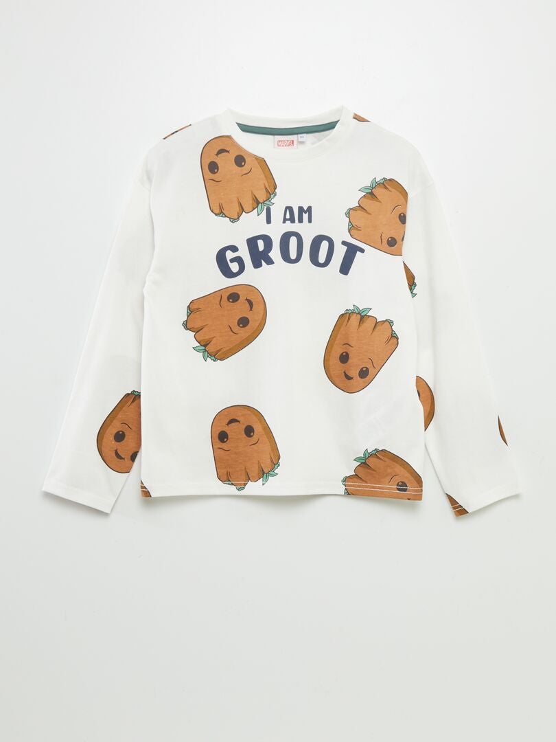 T-shirt imprimé 'Groot' manches longues Blanc/beige - Kiabi