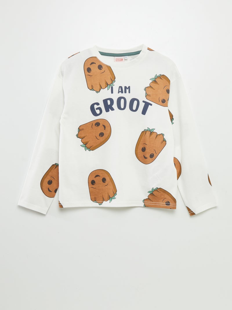 T-shirt imprimé 'Groot' manches longues Blanc/beige - Kiabi