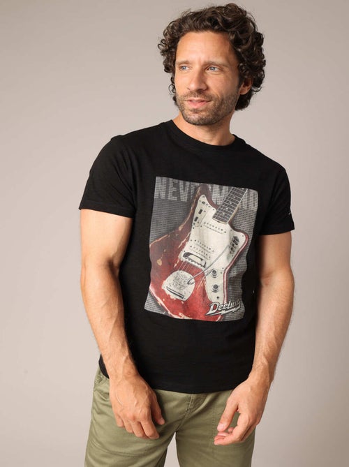 T-shirt  imprimé guitare vintage, esprit rock'n'roll en 100 % coton. 'Deeluxe' - Kiabi