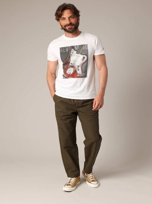 T-shirt imprimé guitare vintage, style rock'n'roll, 100% coton. 'Deeluxe' - Kiabi