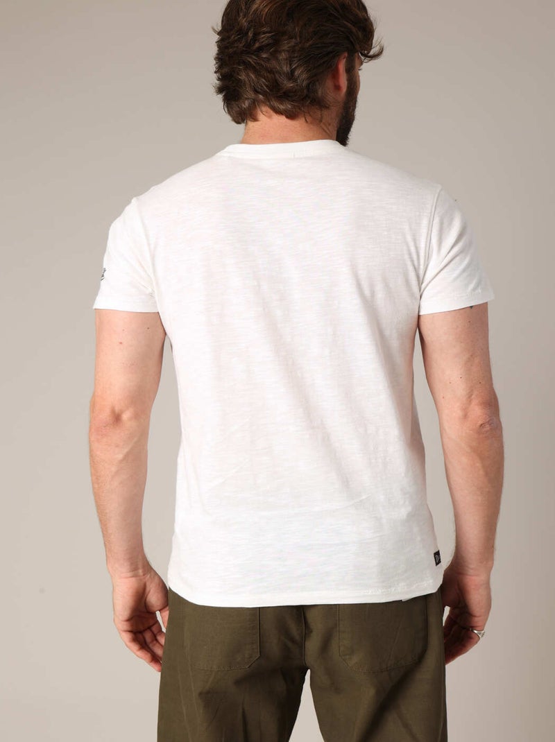 T-shirt imprimé guitare vintage, style rock'n'roll, 100% coton. 'Deeluxe' Ecru - Kiabi