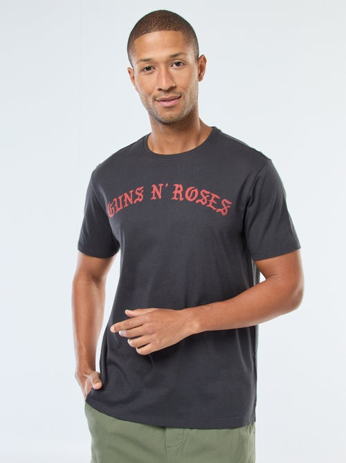 T-shirt imprimé 'Gun'N'Roses' à manches courtes - Kiabi