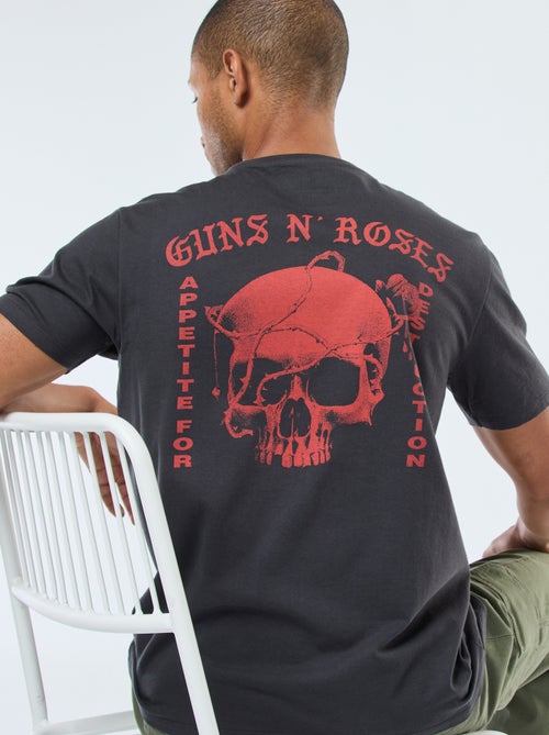 T-shirt imprimé 'Gun'N'Roses' à manches courtes - Kiabi