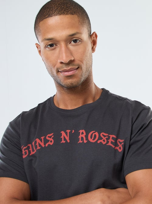 T-shirt imprimé 'Gun'N'Roses' à manches courtes - Kiabi