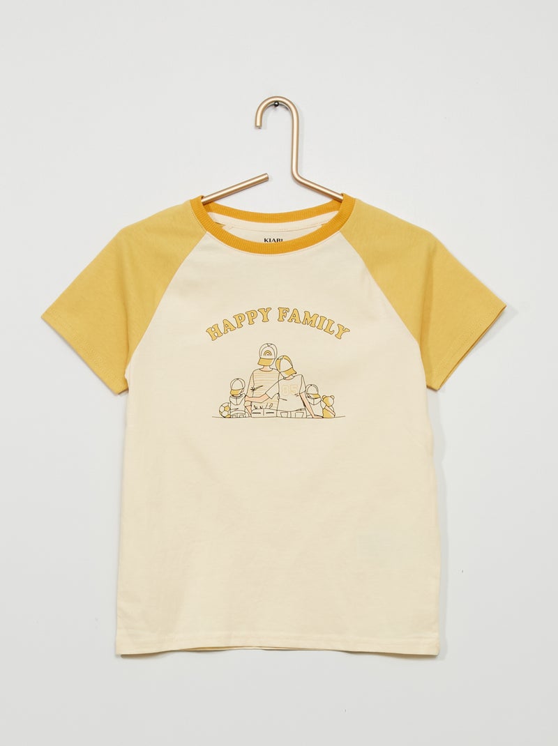 T-shirt imprimé 'happy family' Blanc/Jaune - Kiabi