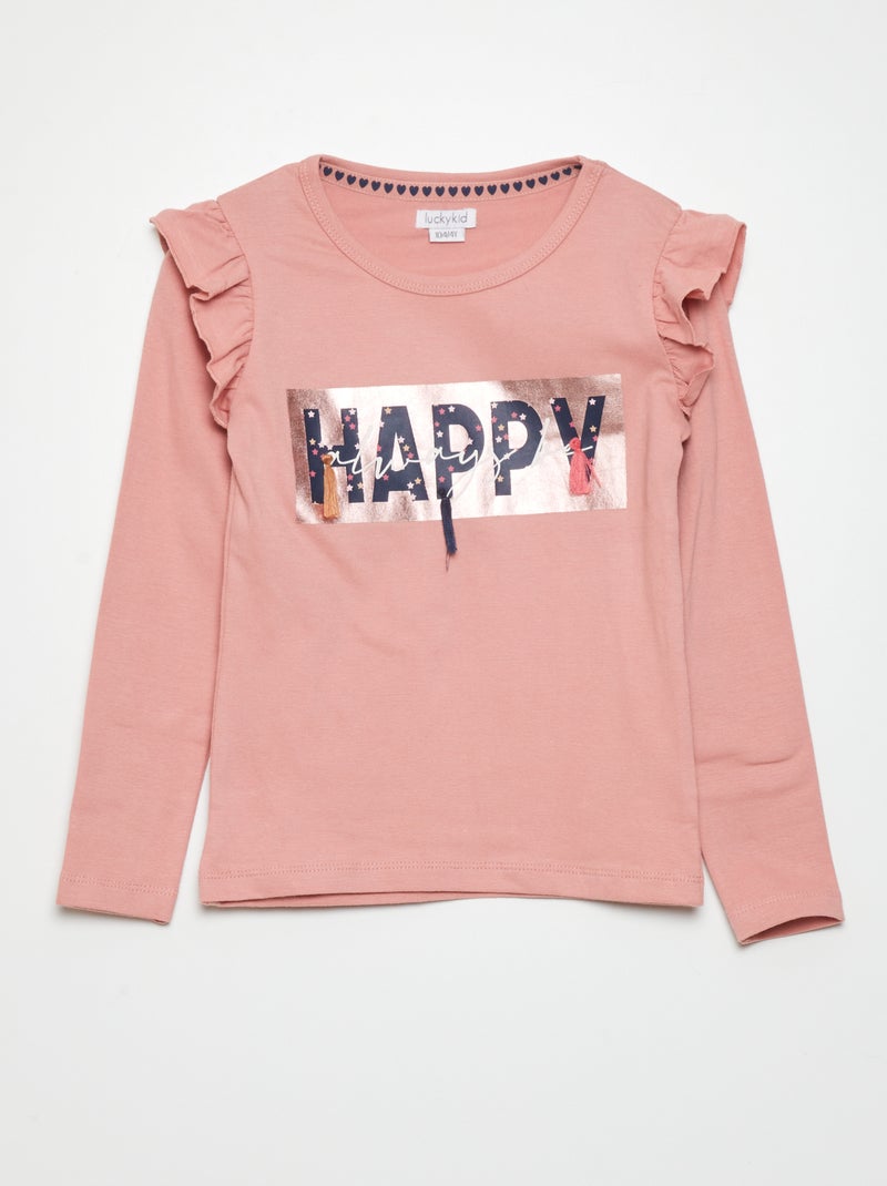 T-shirt imprimé 'Happy' Rose - Kiabi