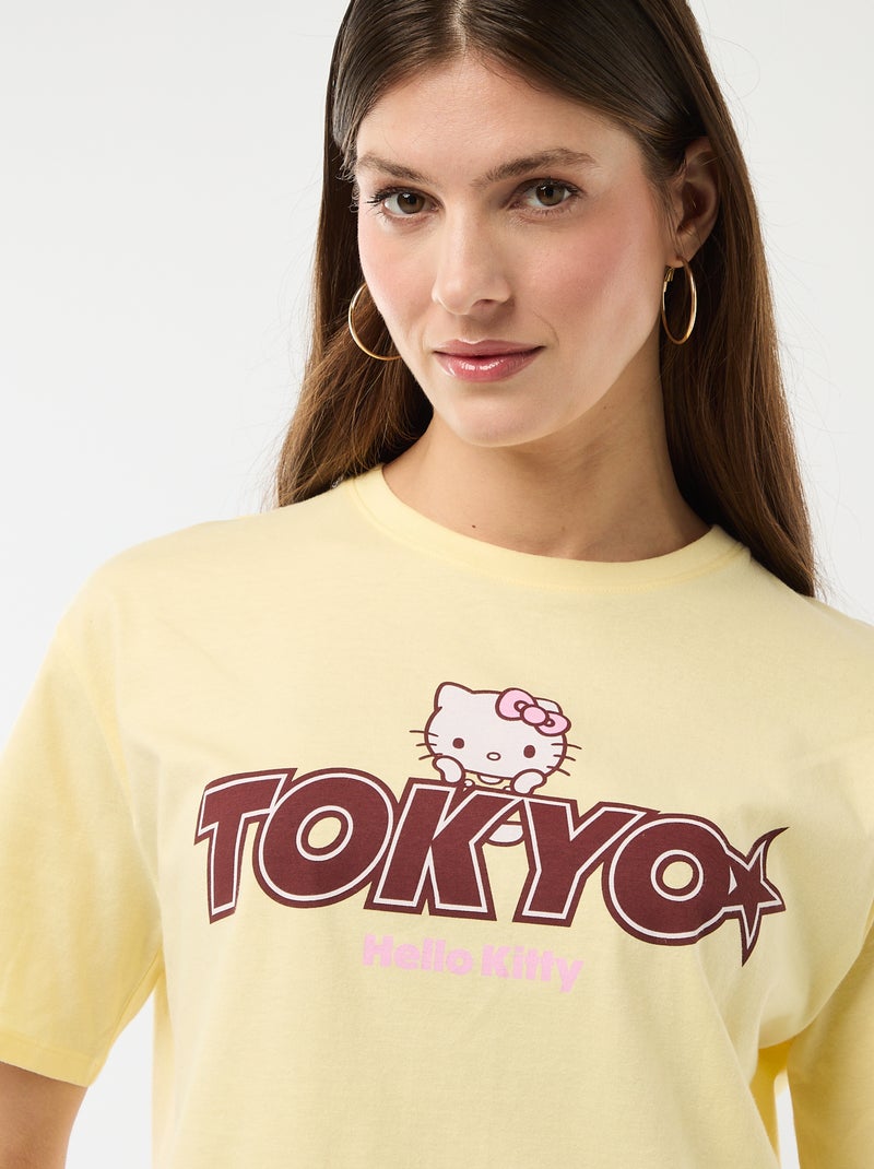 T-shirt imprimé 'Hello Kitty' à manches courtes Jaune - Kiabi