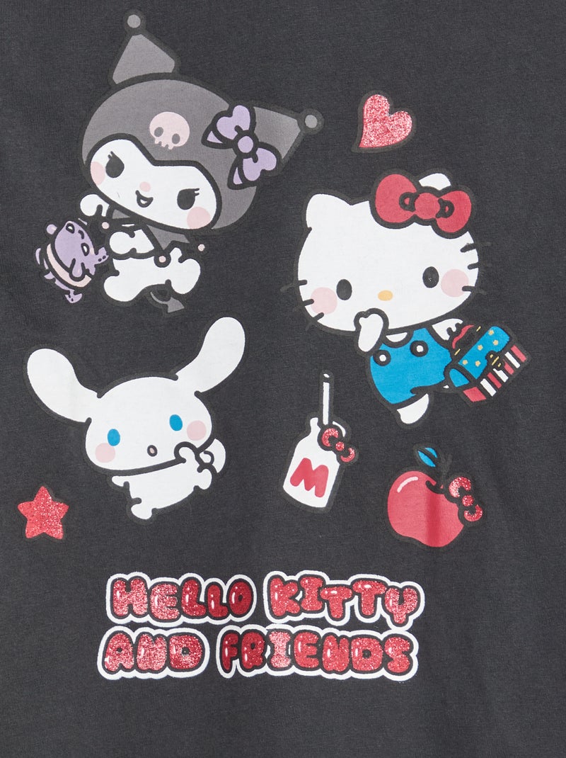 T-shirt imprimé 'Hello kitty' en coton uni Noir - Kiabi