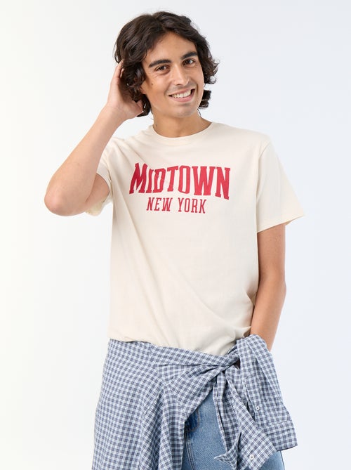 T-shirt imprimé homme en coton à col rond - Kiabi