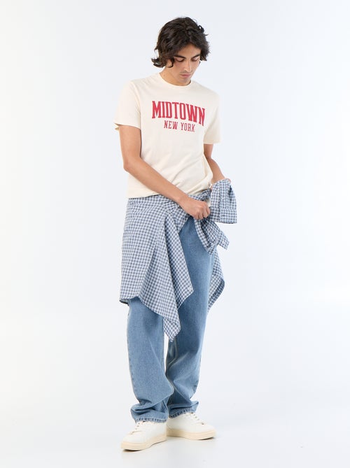 T-shirt imprimé homme en coton à col rond - Kiabi