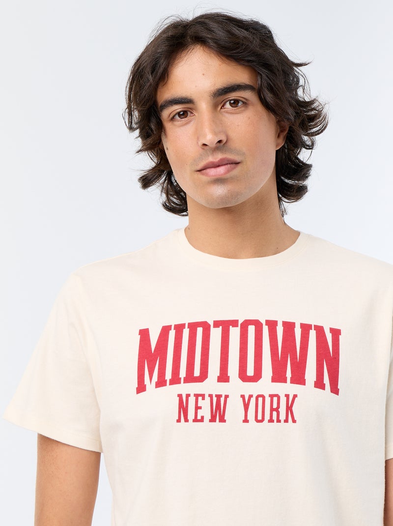 T-shirt imprimé homme en coton à col rond Blanc - Kiabi