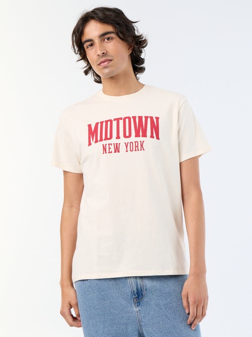 T-shirt imprimé homme en coton à col rond - Kiabi