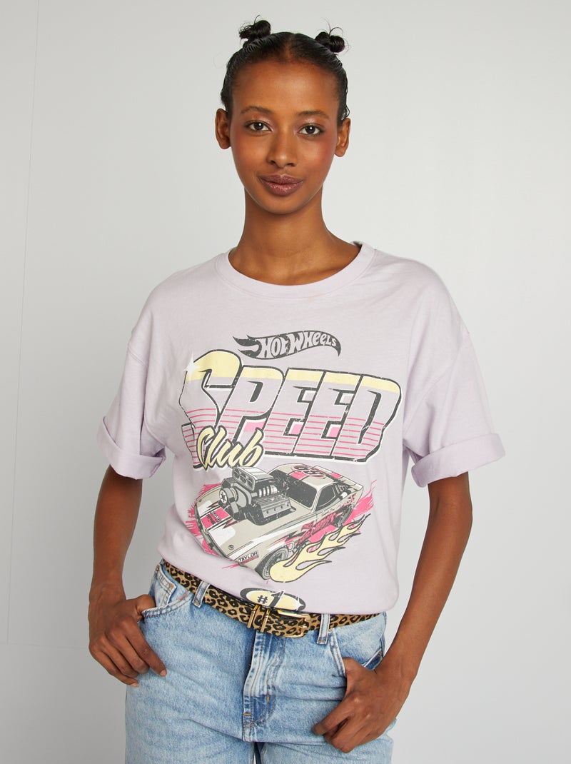 T-shirt  imprimé 'Hot Wheels' manches courtes Violet - Kiabi