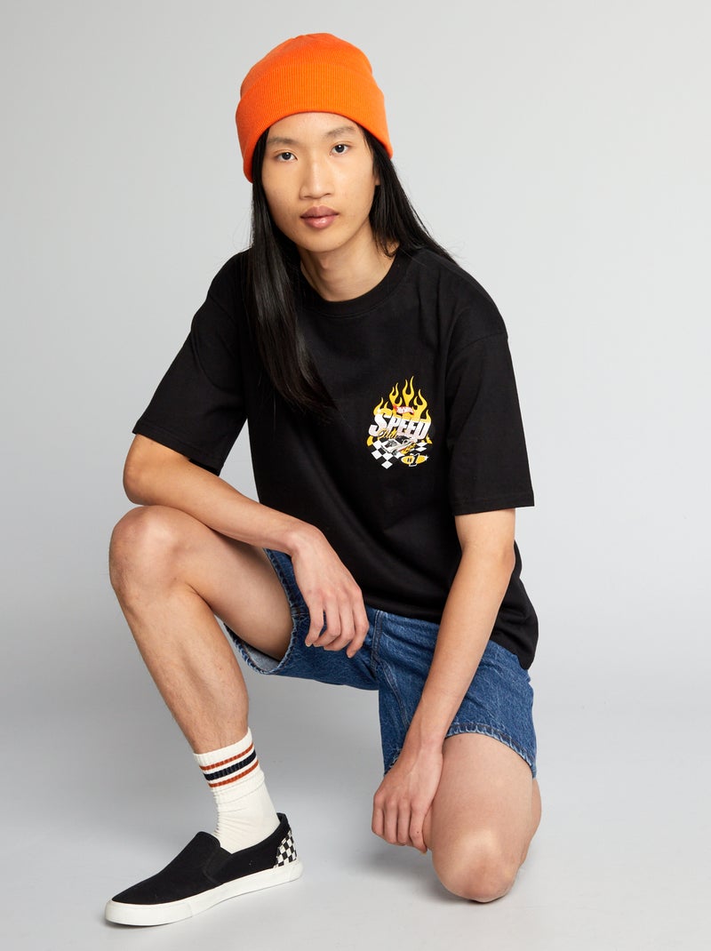 T-shirt imprimé 'Hot Wheels' noir - Kiabi
