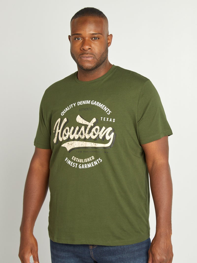 T-shirt imprimé 'Houston' Kaki - Kiabi