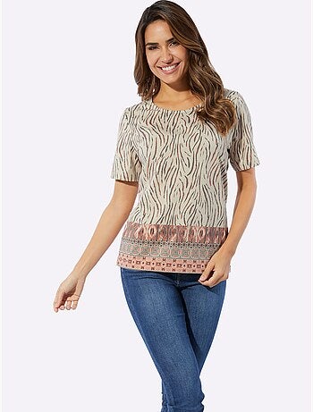T-shirt Imprimé Imprimé Animal Décoratif - Taille Standard - Moda Vilona