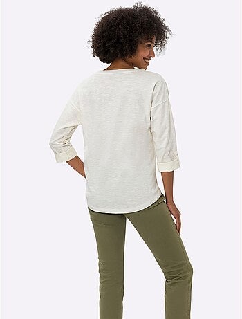 T-shirt imprimé imprimé feuille brillant - taille standard - helline