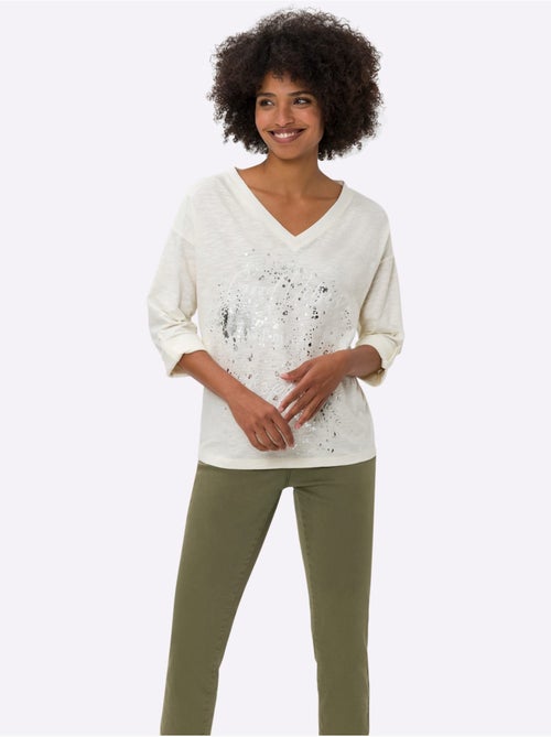 T-shirt Imprimé Imprimé Feuille Brillant - Taille Standard - Helline - Kiabi