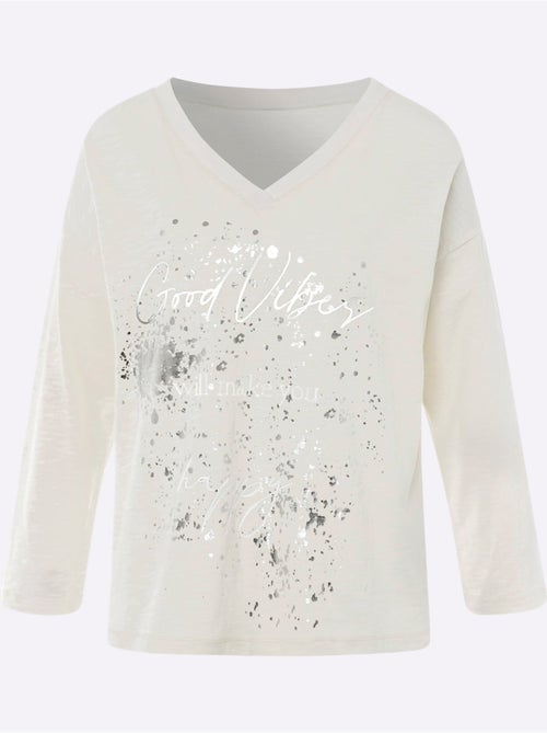 T-shirt Imprimé Imprimé Feuille Brillant - Taille Standard - Helline - Kiabi