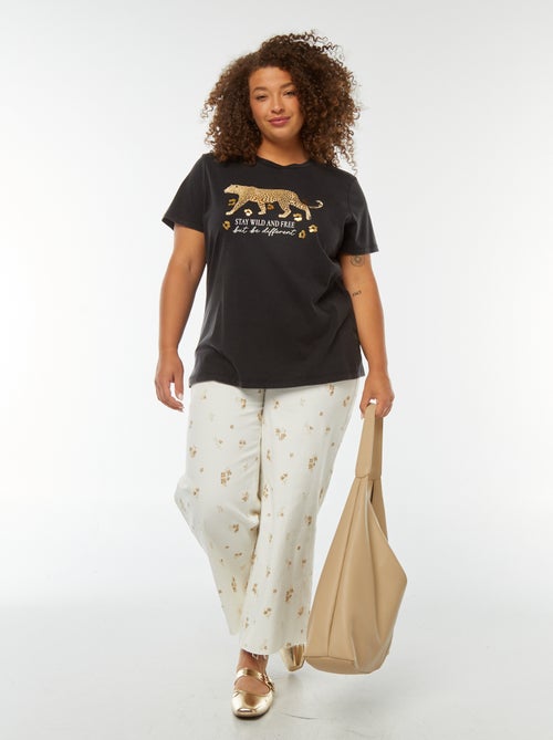 T-shirt imprimé 'jaguar' manches courtes - Kiabi