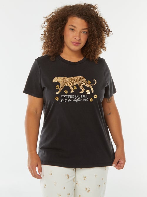 T-shirt imprimé 'jaguar' manches courtes - Kiabi