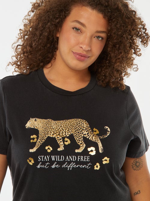 T-shirt imprimé 'jaguar' manches courtes - Kiabi