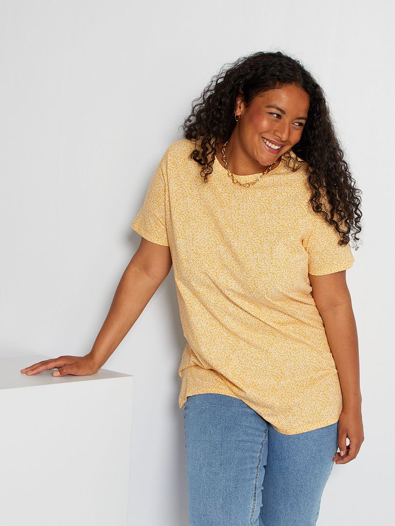 T-shirt imprimé jaune imprimé - Kiabi